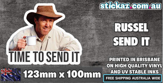 Russel Coight Send It Sticker Funny Laptop Car Window Bumper 4x4 Ute JDM Decal