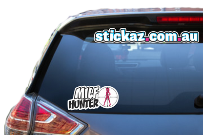 MILF HUNTER Vinyl Car Sticker Decal Cheap Funny Meme Dirty Joke DILF WINDOW JDM