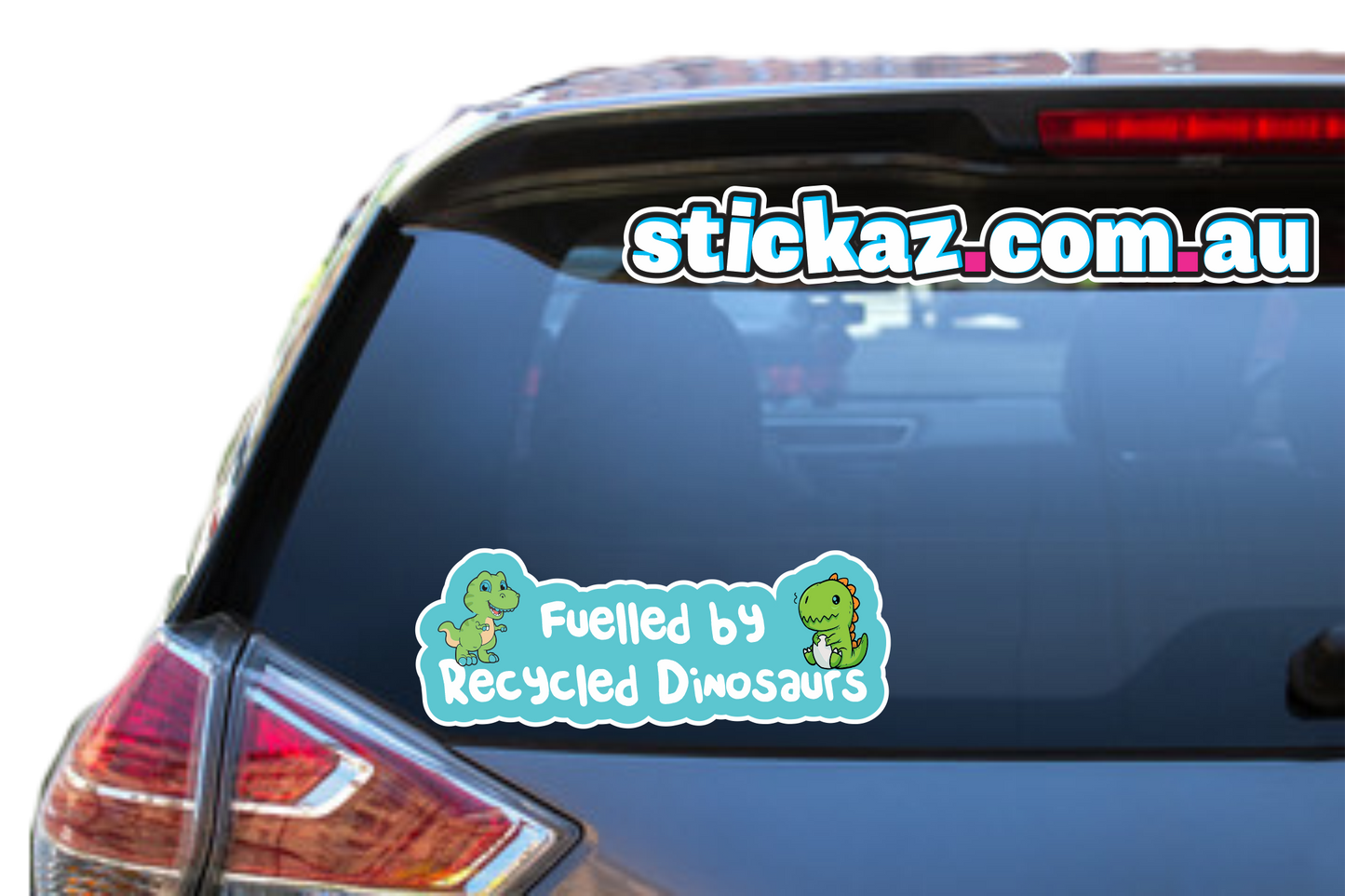 Fuelled By Recycled Dinosaurs Sticker Funny Laptop Car Window Bumper JDM decal