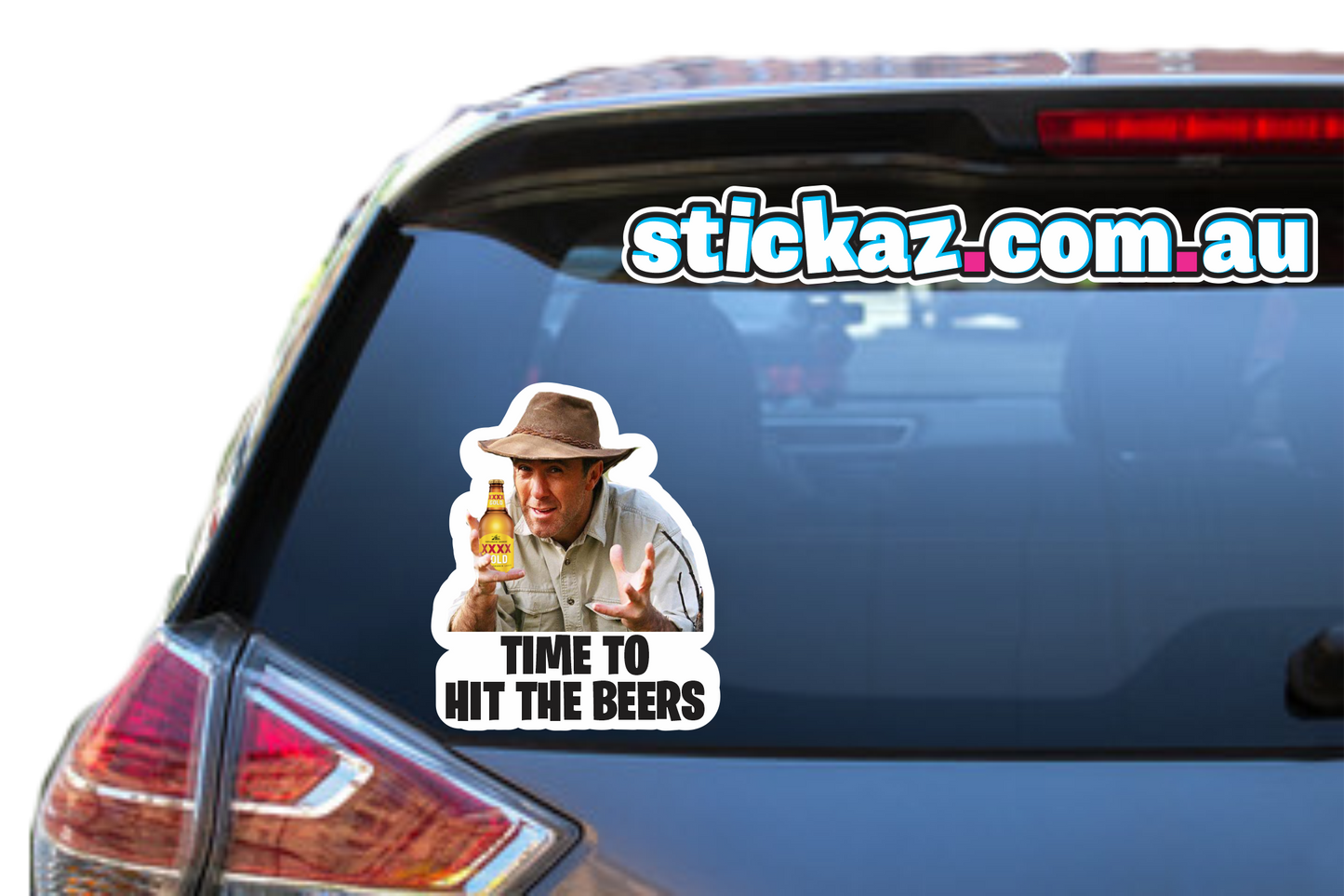 TIME TO HIT THE BEERS 100mm Wide Vinyl Car Sticker Decal Funny Meme Cheap Russel