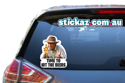 TIME TO HIT THE BEERS 100mm Wide Vinyl Car Sticker Decal Funny Meme Cheap Russel