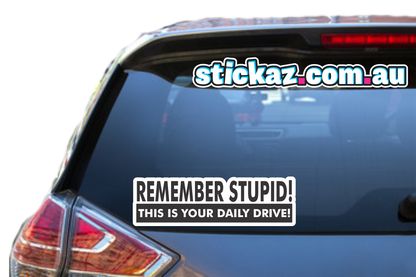 REMEMBER STUPID DAILY DRVESTICKER DECAL 4X4 DRIFT DIESEL CAR UTE 4WD TRAILER MX