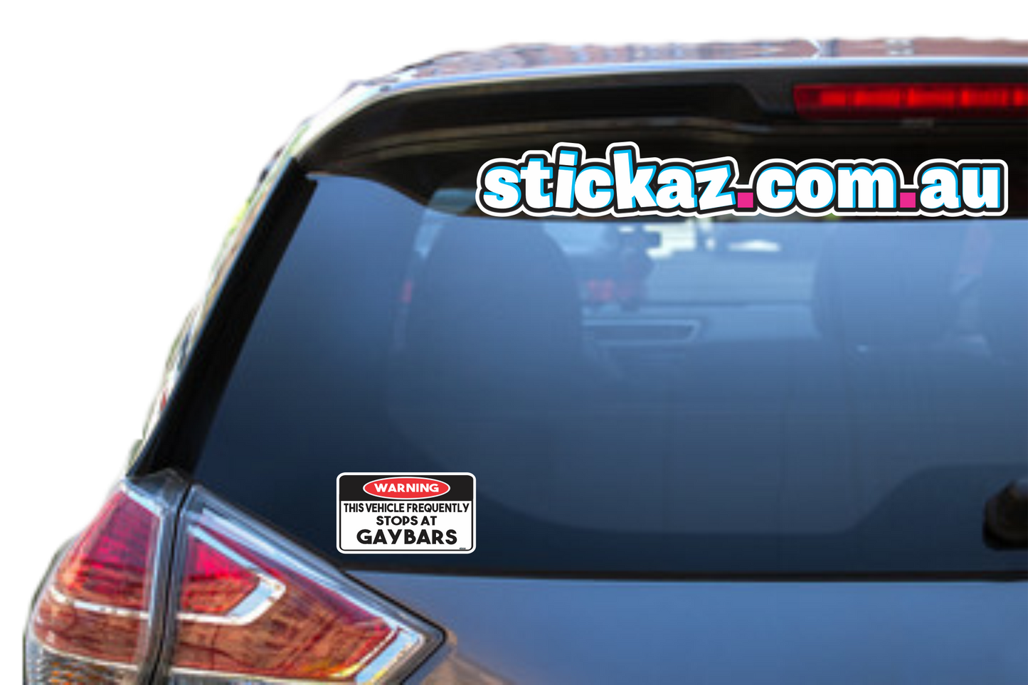 Warning Car stops frequently at gay bars Funny STICKER SLAP DECAL 4x4 WINDOW