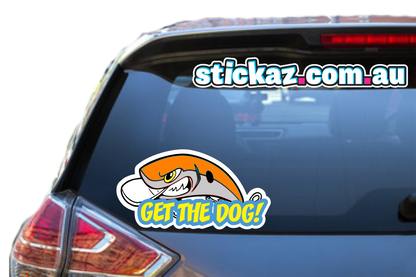 LURE GET THE DOG Fishing Sticker 4x4 4WD FUNNY sticker Fishing 100mm x 77mm