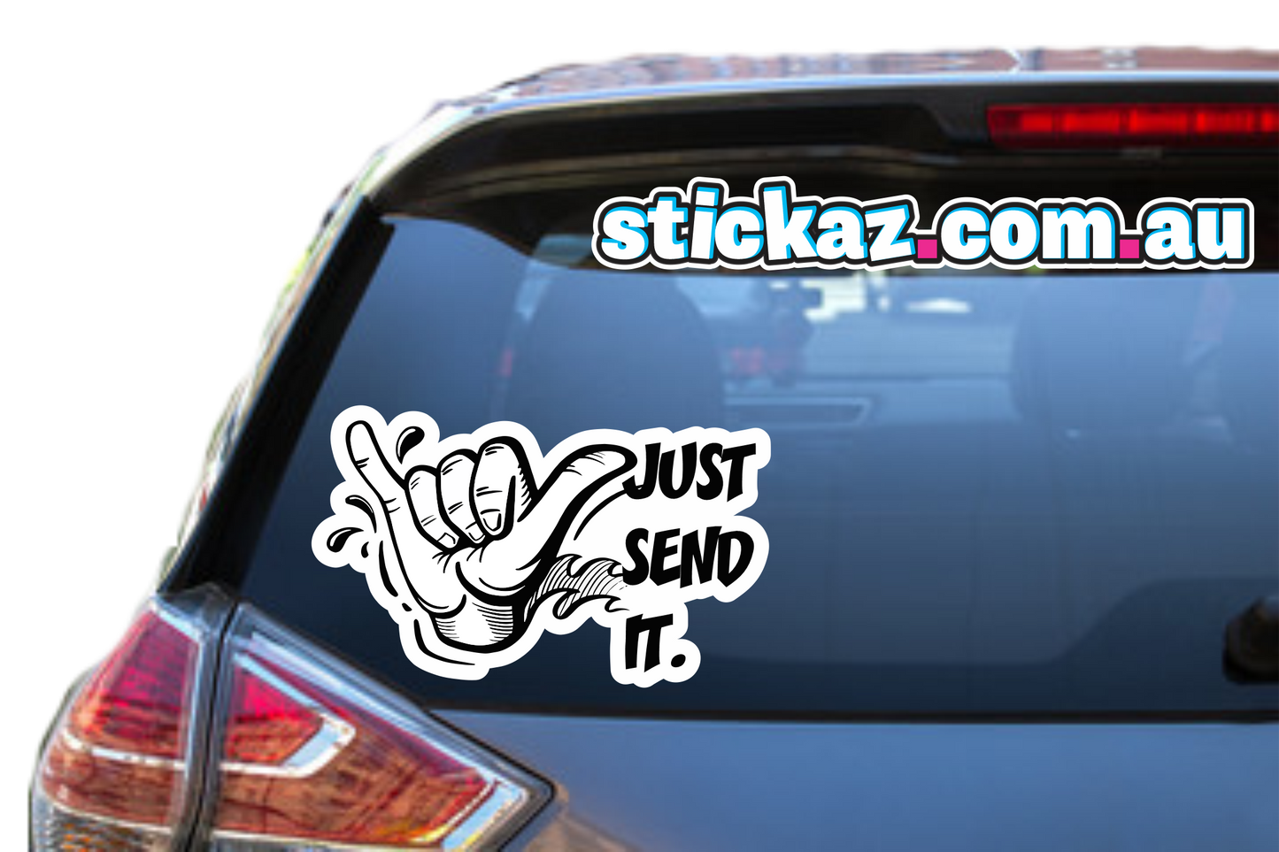 JUST SEND IT Sticker Shaka 4x4 4WD window Decal Funny JDM car 170mm x 104mm