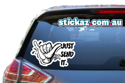 JUST SEND IT Sticker Shaka 4x4 4WD window Decal Funny JDM car 170mm x 104mm