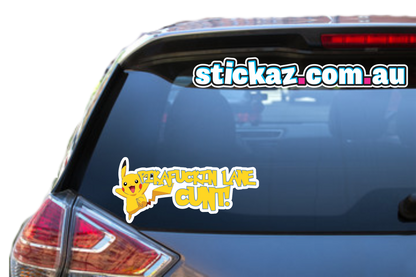 Pika F*ckin Lane C*nt Sticker Very Funny Decal Joke 4WD 4x4 prankster pokemon