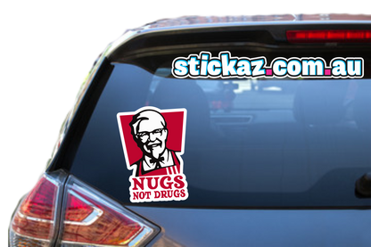 NUGS NOT DRUGS Sticker Decal DUH!! YTB Meme Straya Car Ute 4x4 YEAH! 100x74mm