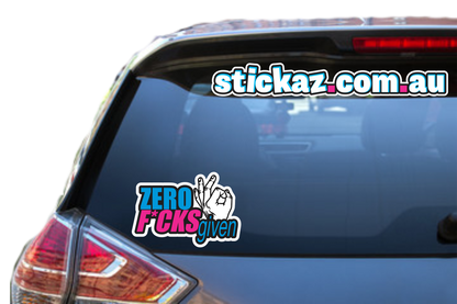 ZERO F*CKS GIVEN Sticker funny rude JDM Offroad 4x4 Aussie