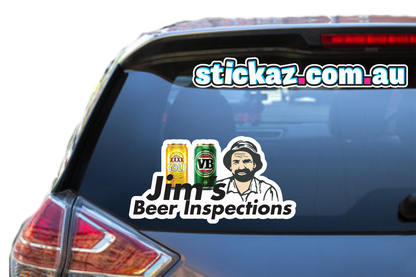 Jim's Beer Inspections Sticker Meme ute toad 4x4 window bumper funny car decal