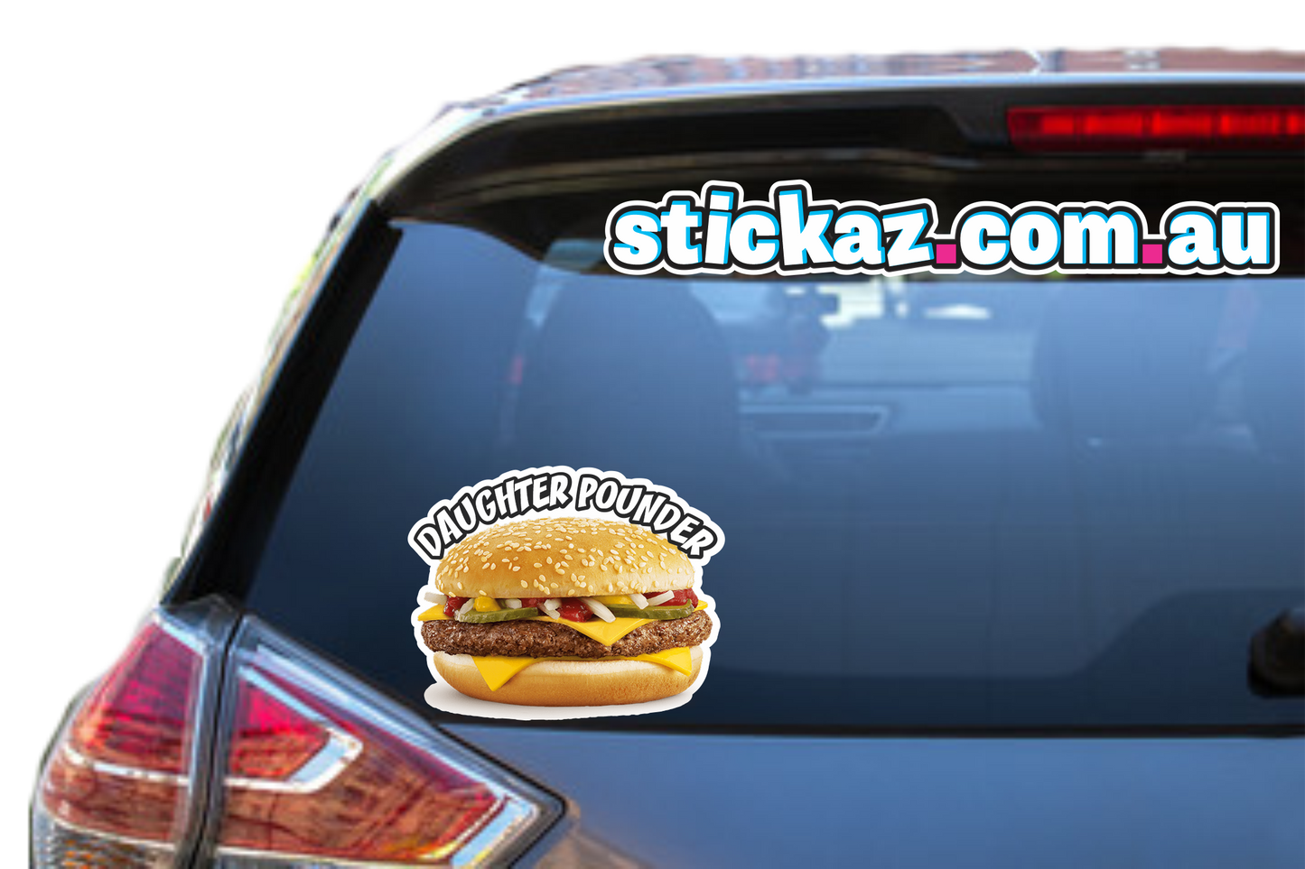 DAUGHTER POUNDER Vinyl Car FUNNY 4x4 RUDESticker Decal Cheap SASSY! 100 x 76mm