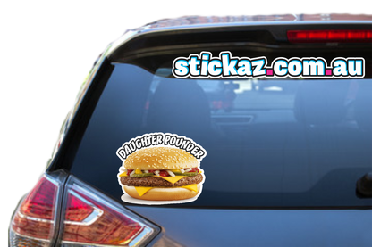 DAUGHTER POUNDER Vinyl Car FUNNY 4x4 RUDESticker Decal Cheap SASSY! 100 x 76mm