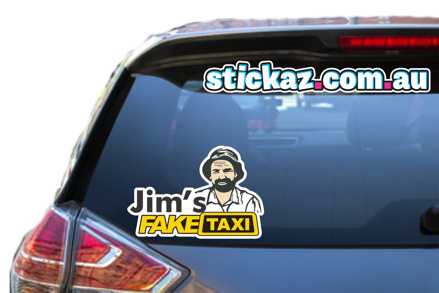 Jim's Fake Taxi Sticker Meme ute 4x4 window 4wd offroad funny car decal