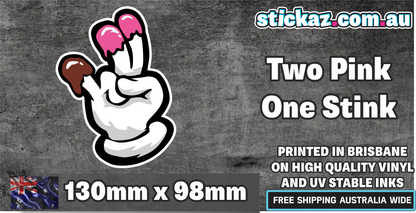 TWO IN THE PINK ONE IN THE STINK RUDE Sticker Decal Funny 130 x 98mm