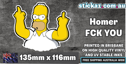 Homer F*ck You Sticker Sticker Funny Laptop Car Window Bumper 4x4 Ute Decal