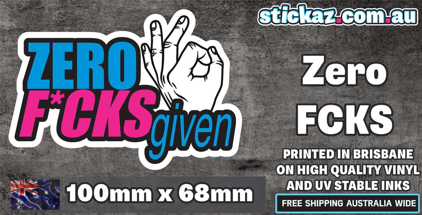 ZERO F*CKS GIVEN Sticker funny rude JDM Offroad 4x4 Aussie