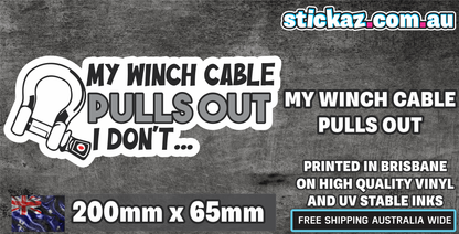 My Winch Cable Pulls out Sticker Funny Laptop Car Bumper 4x4 Ute JDM Decal