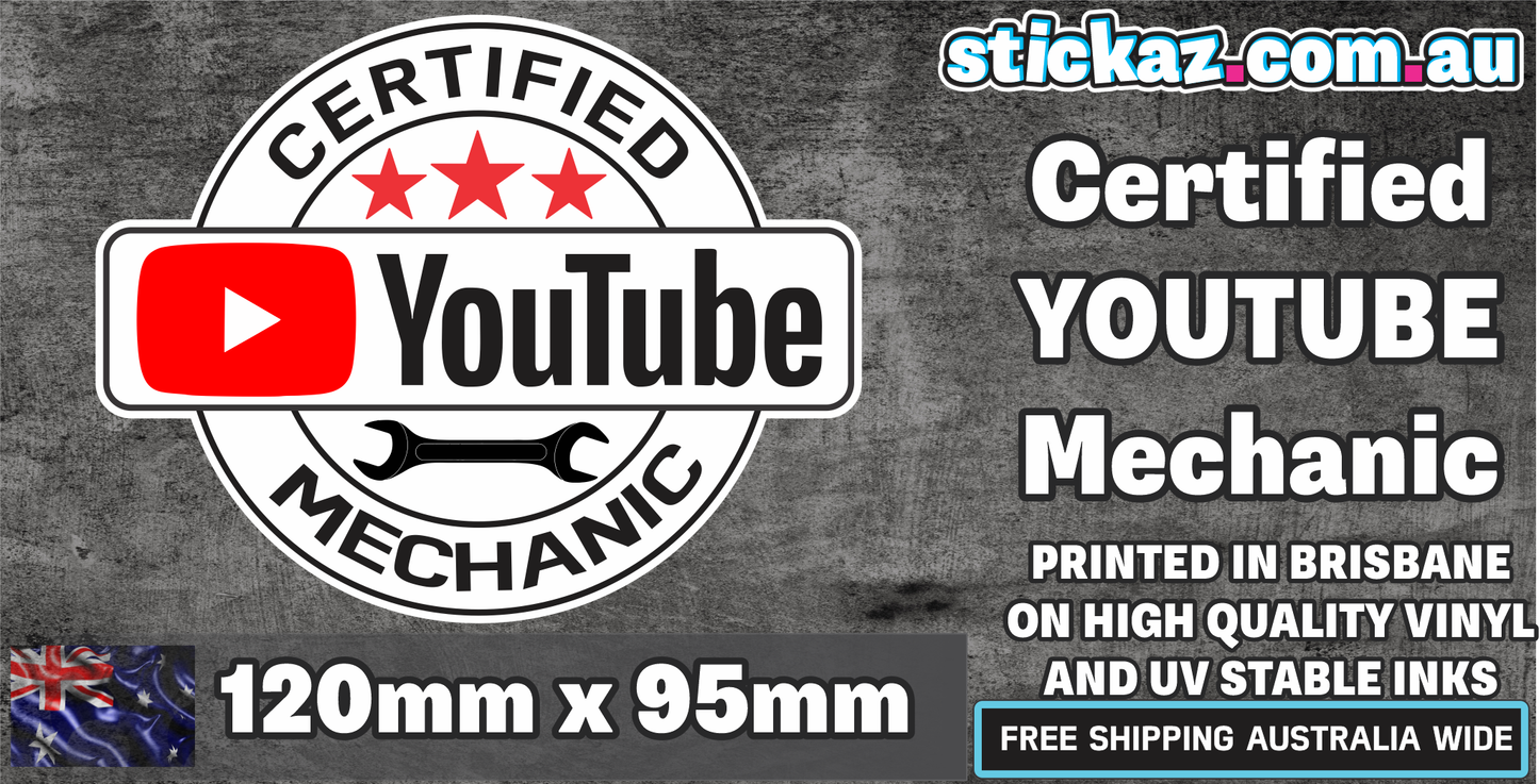 Certified Youtube Mechanic 4WD JDM car sticker decal bumper toolbox DIY funny