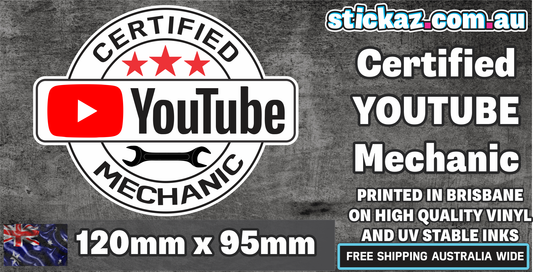 Certified Youtube Mechanic 4WD JDM car sticker decal bumper toolbox DIY funny