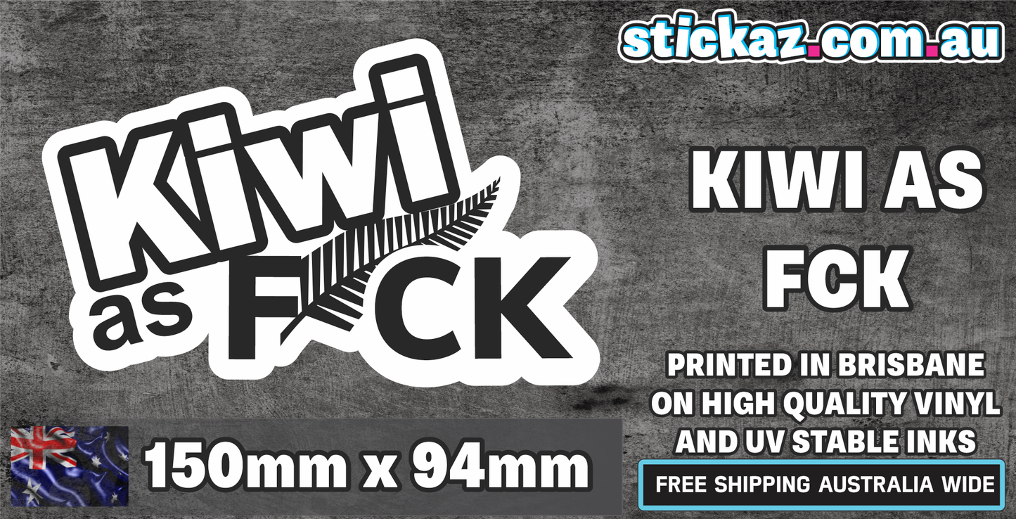 Kiwi As Fck Silver Fern Sticker New Zealand ROAD 4WD 4x4 NZ Kiwi Car Fern Decal