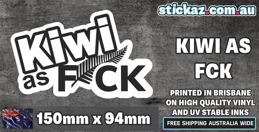 Kiwi As Fck Silver Fern Sticker New Zealand ROAD 4WD 4x4 NZ Kiwi Car Fern Decal