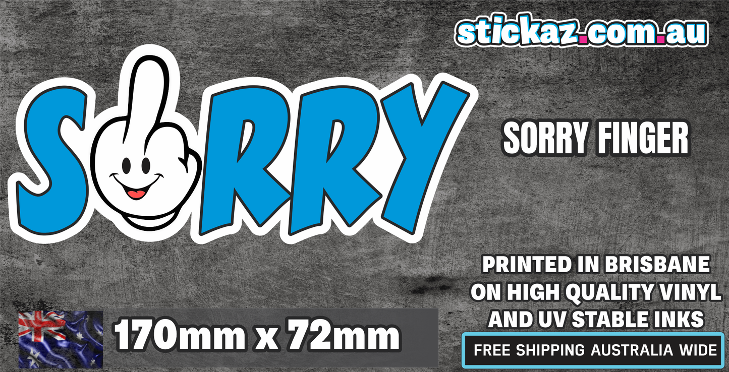 SORRY Middle Finger Sticker Rude Fck 4x4 Car Window JDM OFFROAD UTE TRUCK