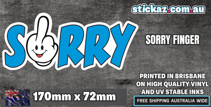 SORRY Middle Finger Sticker Rude Fck 4x4 Car Window JDM OFFROAD UTE TRUCK