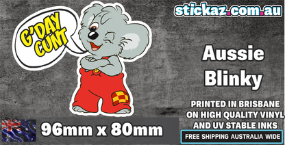 Gday C*nt Blinky Bill Bumper Sticker Decal Funny Humour Koala Meme Show AUSSIE