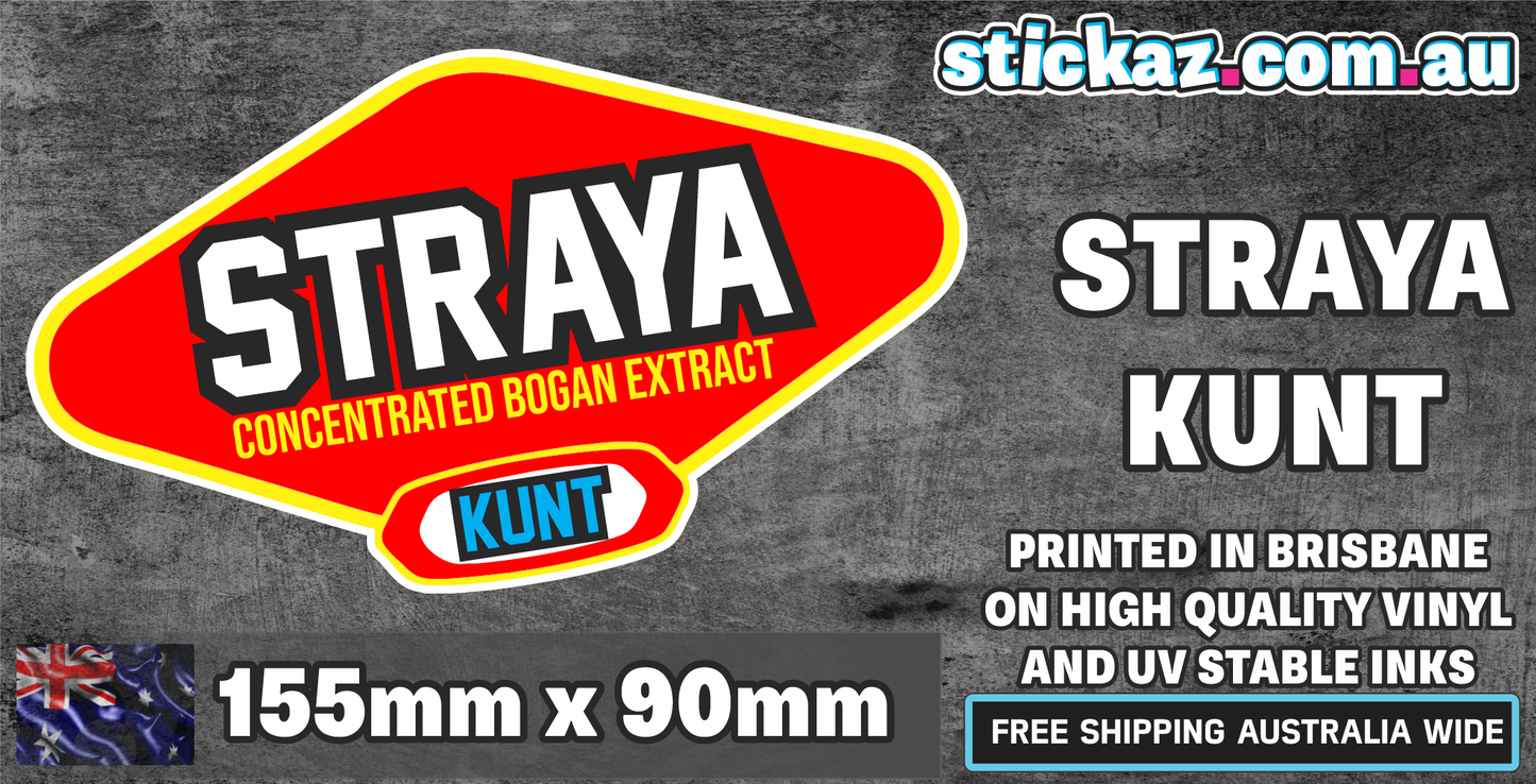 STRAYA Bogan Extract VEGEMITE Funny Sticker Aussie Car 4x4 4wd Funny Ute RUDE