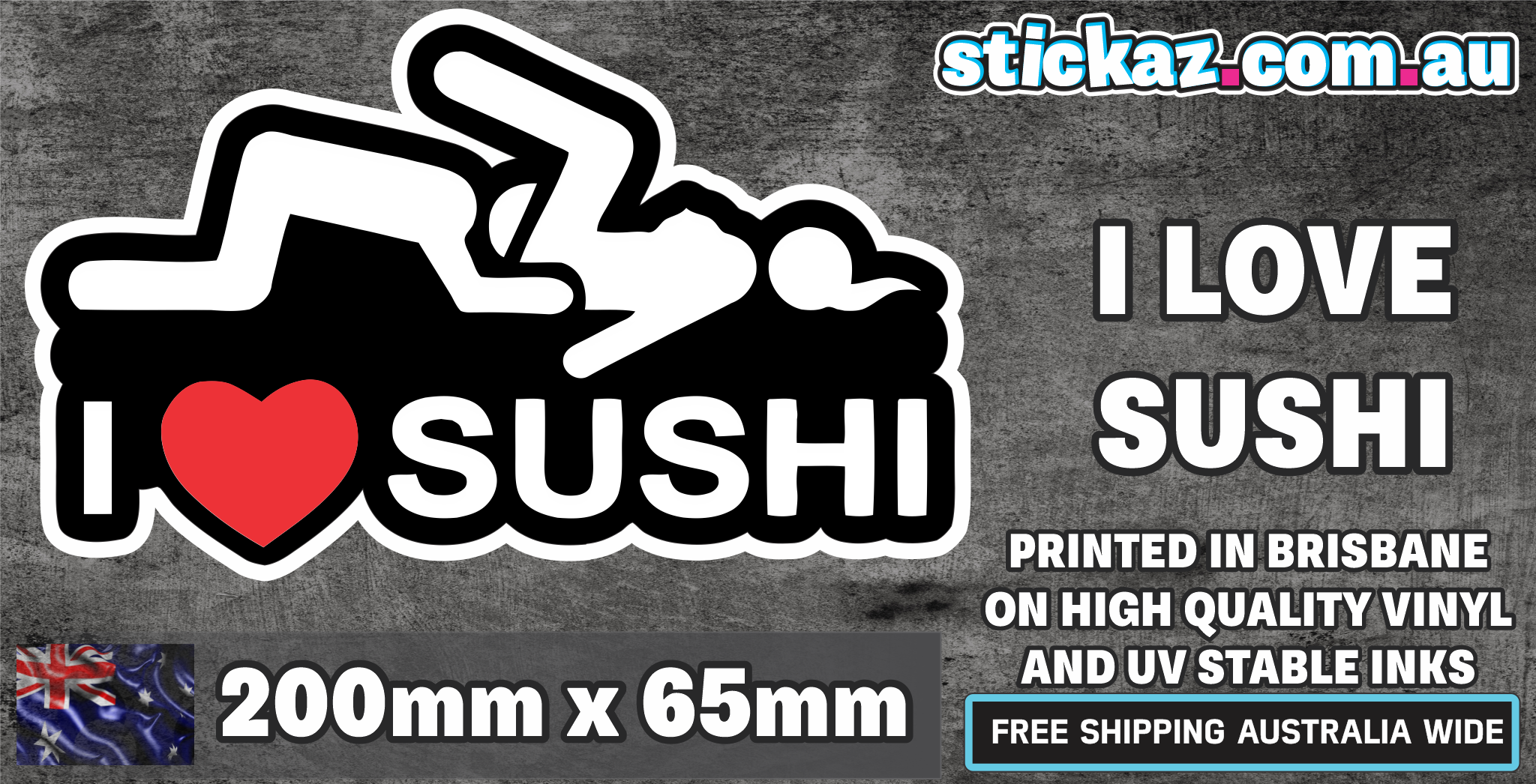 I Love sushi Sticker Decal YTB JDM 4x4 Straya Sticker UTE 4x4 149x90mm ...