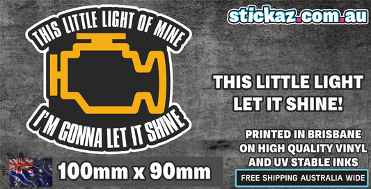 This little light of mine Check engine light decal sticker Funny Window JDM 4x4