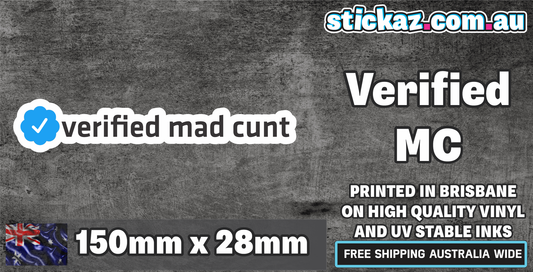 VERIFIED MAD CNT BLUE TICK Vinyl Car Sticker Decal Cheap Funny Aussie Meme Bogan