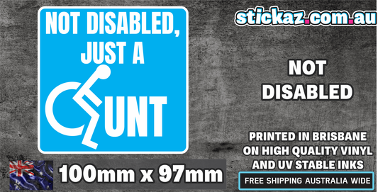 Disabled Parking C*NT Sticker decal Funny Tool idiot JDM 4x4 Bumper window