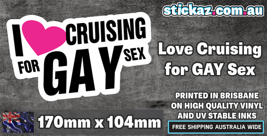 I LOVE CRUISING FOR GAY SEX Decal 4WD 4x4 Sticker LGBT Funny Vinyl Car Bumper