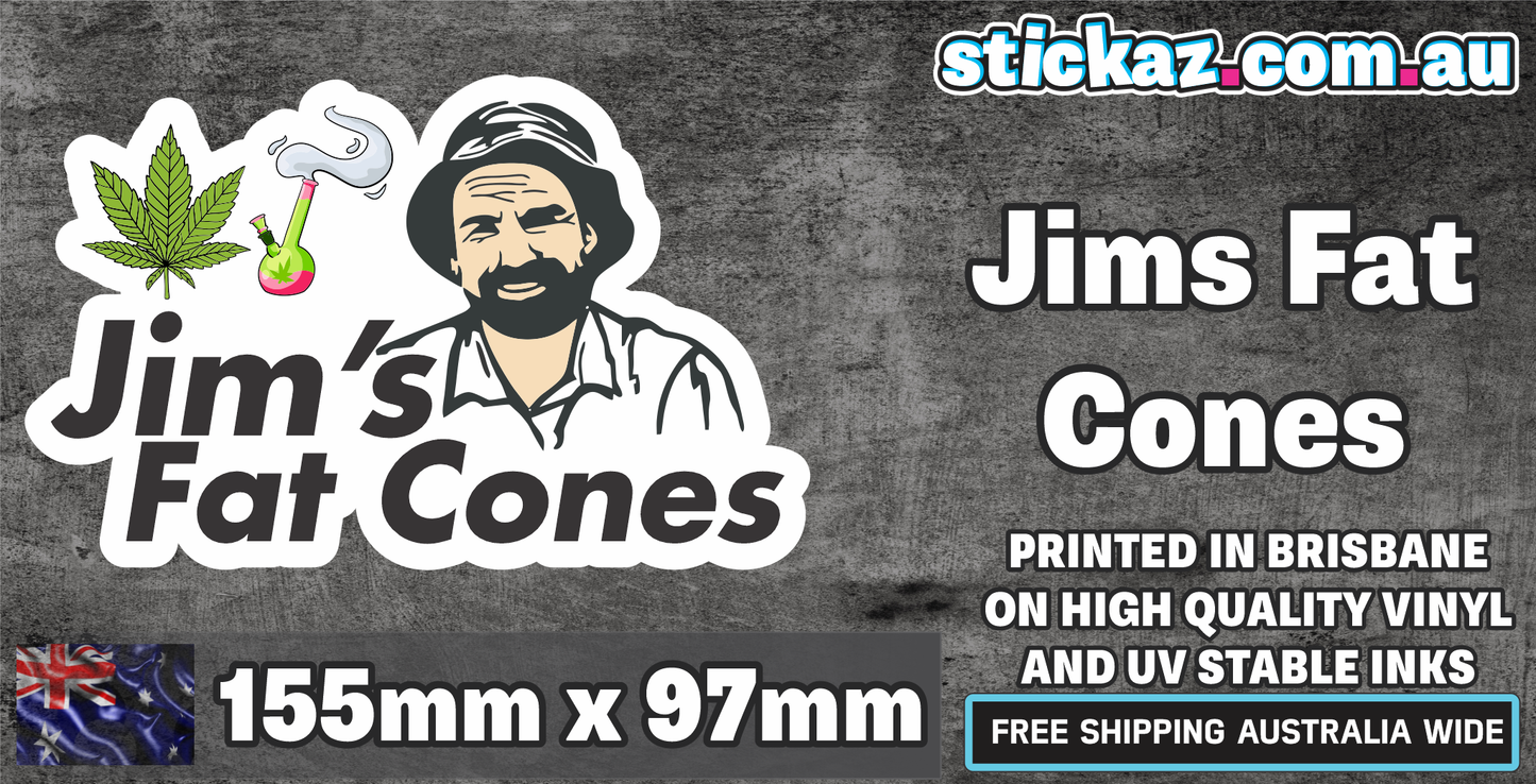 Jim's Fat Cones Sticker Meme ute toad 4x4 window bumper funny car decal 420