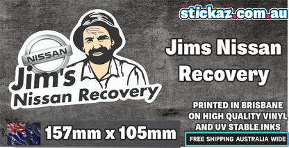 Jim's Nissan Recovery Sticker 4x4 window bumper funny car decal