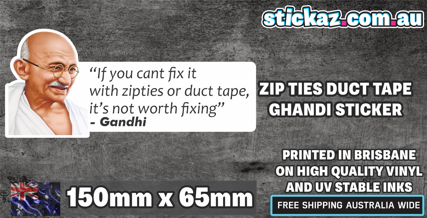 ZIP TIES DUCT TAPE GHANDI STICKER JDM OFF ROAD FUNNY DECAL STICKER 4x4 BOAT