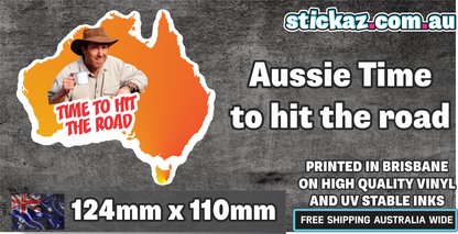 TIME TO HIT THE ROAD Aussie 110mm Wide Vinyl Car Sticker Decal Funny Meme Cheap