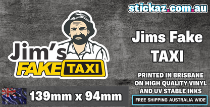 Jim's Fake Taxi Sticker Meme ute 4x4 window 4wd offroad funny car decal