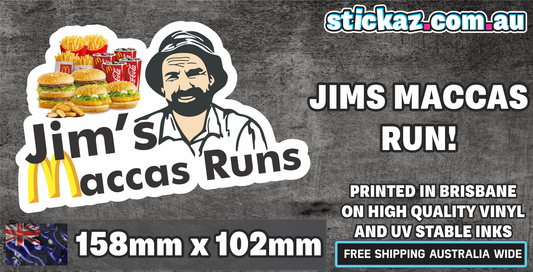 Jim's Maccas Runs Sticker Meme ute 4x4 window bumper funny car decal Jimbo