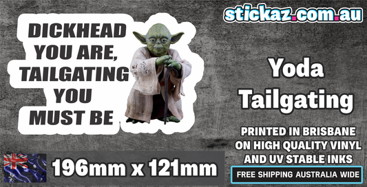 Tailgating Yoda sticker Vinyl dickhead car bumper funny JDM Star Wars decal